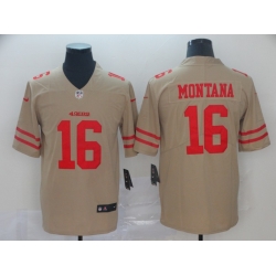 Nike 49ers 16 Joe Montana Gold Inverted Legend Limited Jersey