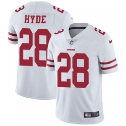 Nike 49ers #28 Carlos Hyde White Mens Stitched NFL Vapor Untouchable Limited Jersey