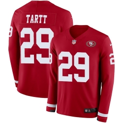 Nike 49ers #29 Jaquiski Tartt Red Team Color Men Stitched NFL Limited Therma Long Sleeve Jersey