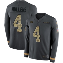 Nike 49ers 4 Nick Mullens Anthracite Salute to Service Men s Stitched NFL Limited Therma Long Sleeve Jersey