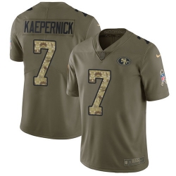 Nike 49ers #7 Colin Kaepernick Olive Camo Mens Stitched NFL Limited 2017 Salute To Service Jersey