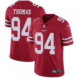 Nike 49ers #94 Solomon Thomas Red Team Color Mens Stitched NFL Vapor Untouchable Limited Jersey