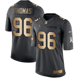 Nike 49ers #96 Solomon Thomas Black Mens Stitched NFL Limited Gold Salute To Service Jersey