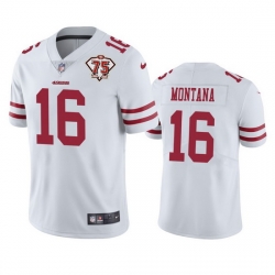 Nike San Francisco 49ers 16 Joe Montana White Men 75th Anniversary Stitched NFL Vapor Untouchable Limited Jersey