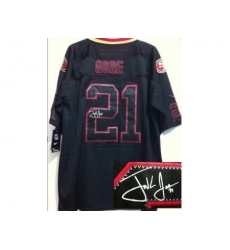 Nike San Francisco 49ers 21 Frank Gore Black Elite Light Out Signed NFL Jersey