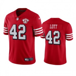 Nike San Francisco 49ers 42 Ronnie Lott Red Rush Men 75th Anniversary Stitched NFL Vapor Untouchable Limited Jersey