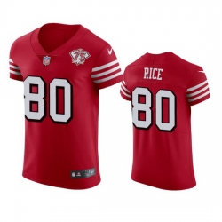 Nike San Francisco 49ers 80 Jerry Rice Red Rush Men 75th Anniversary Stitched NFL Vapor Untouchable Elite Jersey