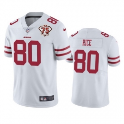 Nike San Francisco 49ers 80 Jerry Rice White Men 75th Anniversary Stitched NFL Vapor Untouchable Limited Jersey