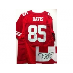 Nike San Francisco 49ers 85 Vernon Davis Red Elite Signed NFL Jersey