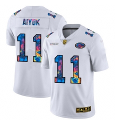 San Francisco 49ers 11 Brandon Aiyuk Men White Nike Multi Color 2020 NFL Crucial Catch Limited NFL Jersey