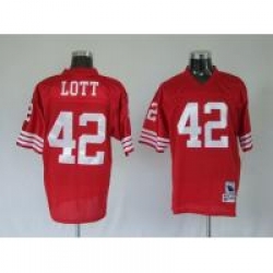 San Francisco 49ers 42 Ronnie Lott Red Throwback Jerseys