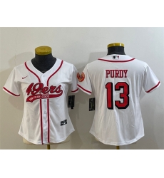 Women San Francisco 49ers 13 Brock Purdy New White With Patch Cool Base Stitched Baseball Jersey