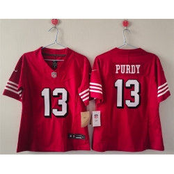 Women San Francisco 49ers 13 Brock Purdy Red F U S E Vapor Untouchable Stitched Jersey 