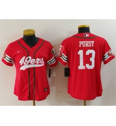 Women San Francisco 49ers 13 Brock Purdy Red Mexico With Patch Cool Base Stitched Baseball Jersey