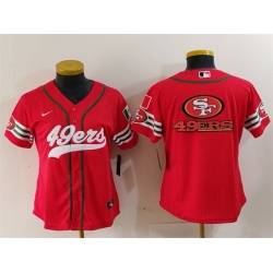 Women San Francisco 49ers Team Big Logo Red Mexico With Patch Cool Base Stitched Baseball Jersey 1