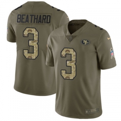 Youth Nike 49ers #3 C J Beathard Olive Camo Stitched NFL Limited 2017 Salute to Service Jersey