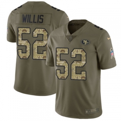 Youth Nike 49ers #52 Patrick Willis Olive Camo Stitched NFL Limited 2017 Salute to Service Jersey