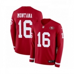 Youth Nike San Francisco 49ers 16 Joe Montana Limited Red Therma Long Sleeve NFL Jersey