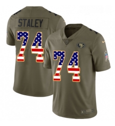 Youth Nike San Francisco 49ers 74 Joe Staley Limited OliveUSA Flag 2017 Salute to Service NFL Jersey