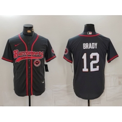 Men Tampa Bay Buccaneers  12 Tom Brady Black Cool Base Stitched Baseball Jersey