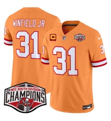 Men Tampa Bay Buccaneers 31 Antoine Winfield Jr  Orange F U S E  2024 NFC South Champions With 1 Star C Patch Limited Stitched Jersey