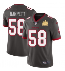 Men Tampa Bay Buccaneers 58 Shaquil Barrett Men Super Bowl LV Champions Patch Nike Pewter Alternate Vapor Limited Jersey