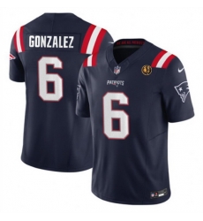 Men New England Patriots 6 Christian Gonzalez Navy 2023 F U S E  With John Madden Patch Vapor Limited Stitched Football Jersey