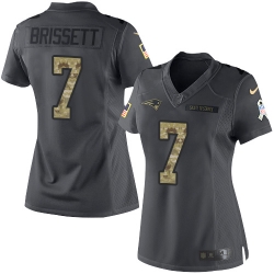 Nike Patriots #7 Jacoby Brissett Black Womens Stitched NFL Limited 2016 Salute to Service Jersey