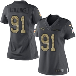 Nike Patriots #91 Jamie Collins Black Womens Stitched NFL Limited 2016 Salute to Service Jersey