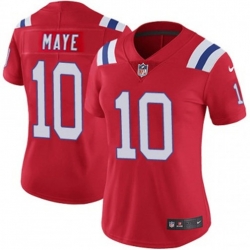 Women New England Patriots 10 Drake Maye Red 2024 Draft F U S E Vapor Limited Stitched Football Jersey