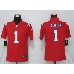 Women Nike New England Patriots 1 Cam Newton  Red Jersey