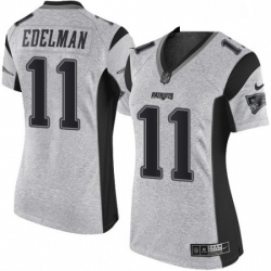 Womens Nike New England Patriots 11 Julian Edelman Limited Gray Gridiron II NFL Jersey