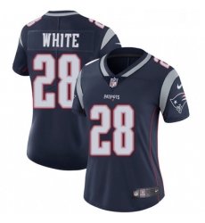 Womens Nike New England Patriots 28 James White Navy Blue Team Color Vapor Untouchable Limited Player NFL Jersey