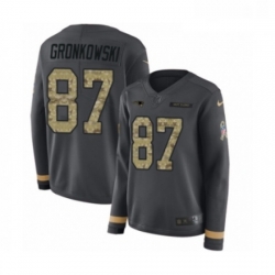 Womens Nike New England Patriots 87 Rob Gronkowski Limited Black Salute to Service Therma Long Sleeve NFL Jersey