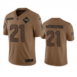 Men Seattle Seahawks 21 Devon Witherspoon 2023 Brown Salute To Service Limited Stitched Football Jersey