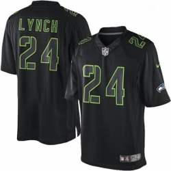 Mens Nike Seattle Seahawks 24 Marshawn Lynch Limited Black Impact NFL Jersey