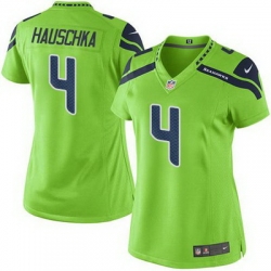 Nike Seahawks #4 Steven Hauschka Green Womens Stitched NFL Limited Rush Jersey