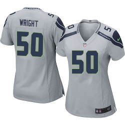 Nike Seahawks #50 K J  Wright Grey Alternate Womens Stitched NFL Elite Jersey