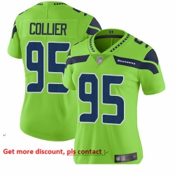 Seahawks 95 L J  Collier Green Women Stitched Football Limited Rush Jersey