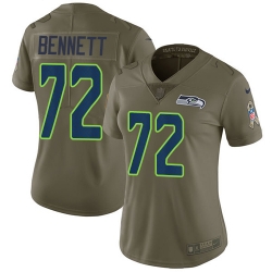 Womens Nike Seahawks #72 Michael Bennett Olive  Stitched NFL Limited 2017 Salute to Service Jersey