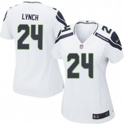 Womens Nike Seattle Seahawks 24 Marshawn Lynch Game White NFL Jersey