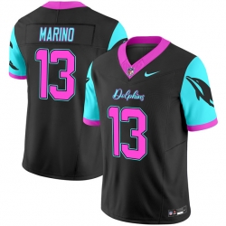 Men Miami Dolphins 13 Dan Marino Black F U S E  Miami Vice Vapor Limited Stitched Football Jersey