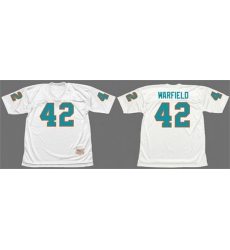 Men Miami Dolphins 42 Paul Warfield White 1972 Throwback Stitched Football Jersey