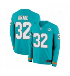 Mens Nike Miami Dolphins 32 Kenyan Drake Limited Aqua Therma Long Sleeve NFL Jersey