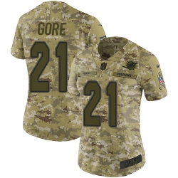 Nike Dolphins #21 Frank Gore Camo Women Stitched NFL Limited 2018 Salute to Service Jersey