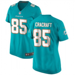 Women Miami Dolphins 85 River Cracraft Aqua Color Rush Stitched Jersey  Run Small