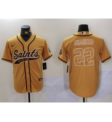 Men New Orleans Saints 22 Rashid Shaheed Gold Cool Base Stitched Baseball Jersey