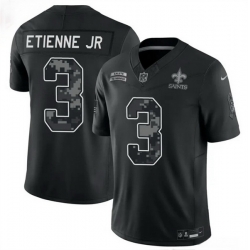 Men New Orleans Saints 3 Travis Etienne Jr Black F U S E 2026 Salute to Service Limited Stitched Football Jersey