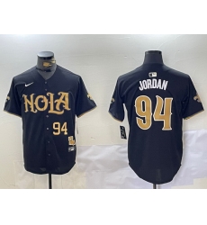 Men New Orleans Saints 94 Cameron Jordan Black Cool Base Stitched Baseball Jersey 1