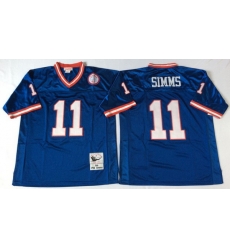 Men New York Giants 11 Phil Simms Blue M&N Throwback Jersey